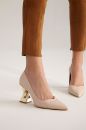 Empire Kalın Topuk 8 Cm Nude Mat Stiletto