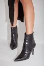 Darker İnce Topuk 8 Cm Siyah Kroko Bot