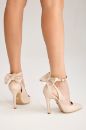 Wizard Papyon Detaylı İnce Topuk 10 Cm Nude Mat Stiletto