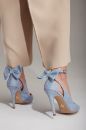 Wizard Papyon Detaylı İnce Topuk 10 Cm Buz Mavi Süet Stiletto