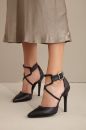 Pansy İnce Topuk 10 Cm Siyah Mat Stiletto