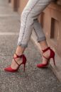 Pansy İnce Topuk 10 Cm Kırmızı Süet Stiletto