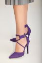 Pansy İnce Topuk 10 Cm Mor Süet Stiletto