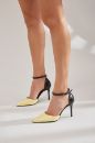 Tweety İnce Topuk 8 Cm Sarı Siyah Stiletto