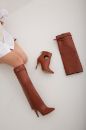 Love Giydirmeli İnce Topuk 10 Cm Taba Mat Çizme