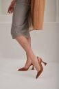 Lydian Kalın Topuk 8 Cm Taba Mat Stiletto