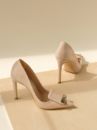 Waffles İnce Topuk 10 Cm Ten Rugan Stiletto