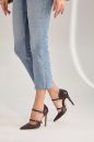 Feronia İnce Topuk 10 Cm Kahverengi Mat Stiletto