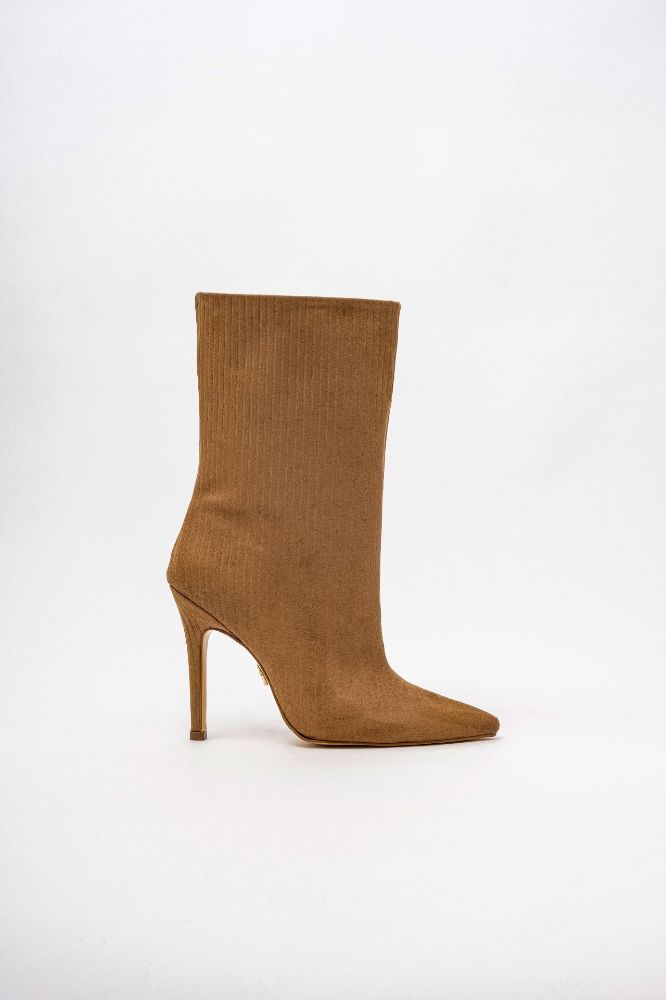 Aplopa İnce Topuk 10 Cm Camel Fitilli Süet Bot resmi