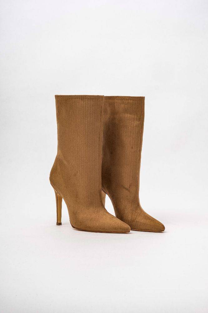 Aplopa İnce Topuk 10 Cm Camel Fitilli Süet Bot resmi