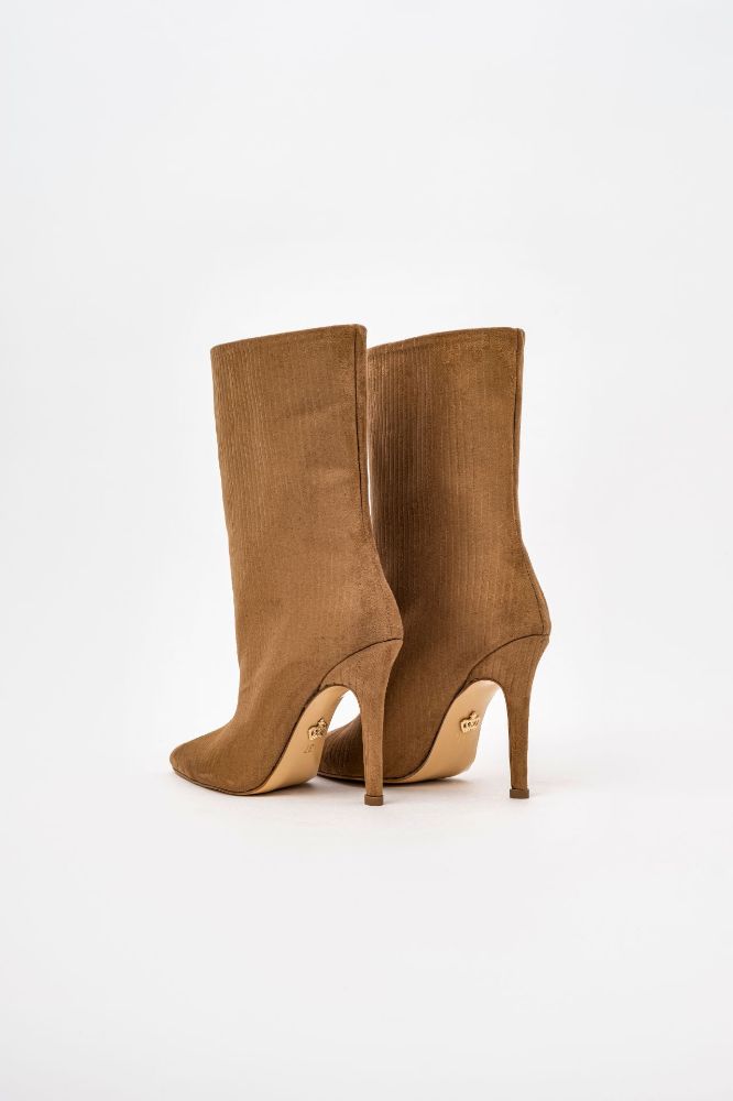 Aplopa İnce Topuk 10 Cm Camel Fitilli Süet Bot resmi