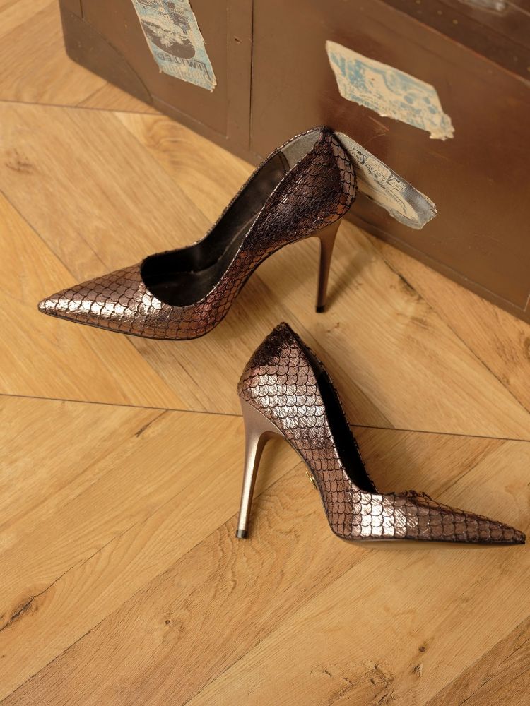 Akurra İnce Topuk 10 Cm Bronz Stiletto resmi