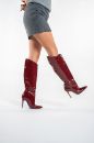 Rakkas İnce Topuk 10 Cm Cherry Çizme