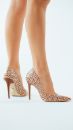 Nadja İnce Topuk 10 Cm Kahve Beyaz Desenli Stiletto