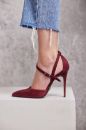 Jayden İnce Topuk 10 Cm Bordo Süet Stiletto