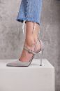 Jayden İnce Topuk 10 Cm Gri Süet Stiletto