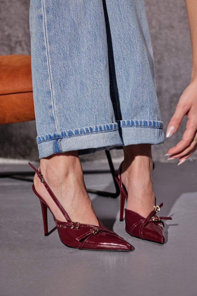 Lani Toka Detaylı İnce Topuk 10 Cm Cherry Stiletto resmi