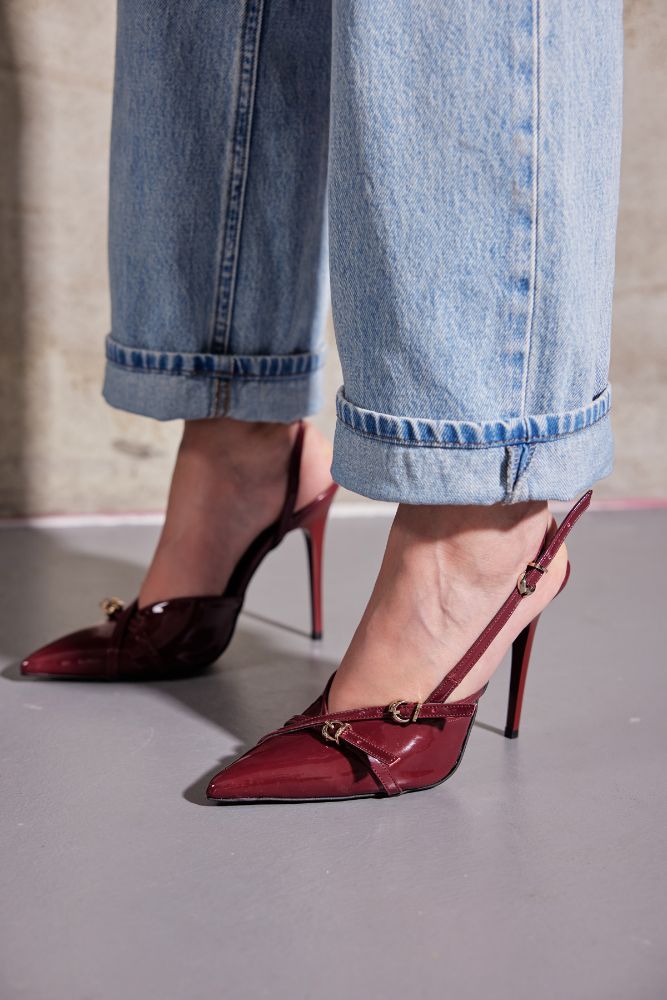 Lani Toka Detaylı İnce Topuk 10 Cm Cherry Stiletto resmi