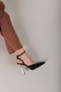 Celia Bilekten Bantlı İnce Topuk 10 Cm Siyah Mat Stiletto