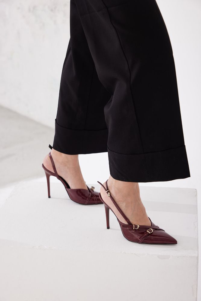 Lani Toka Detaylı İnce Topuk 10 Cm Cherry Stiletto resmi