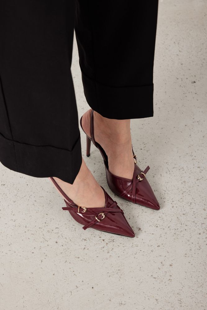 Lani Toka Detaylı İnce Topuk 10 Cm Cherry Stiletto resmi