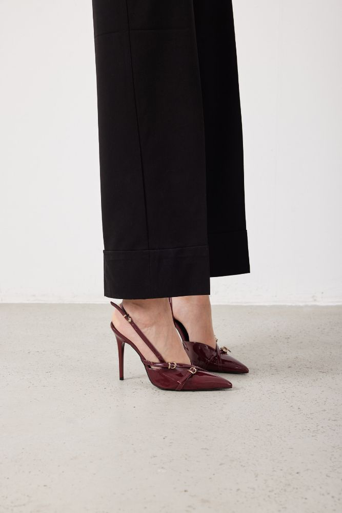 Lani Toka Detaylı İnce Topuk 10 Cm Cherry Stiletto resmi