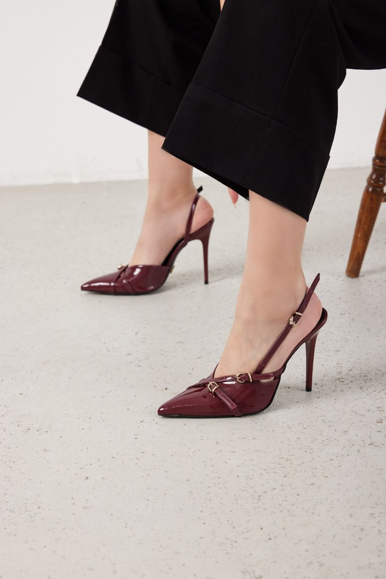 Lani Toka Detaylı İnce Topuk 10 Cm Cherry Stiletto resmi