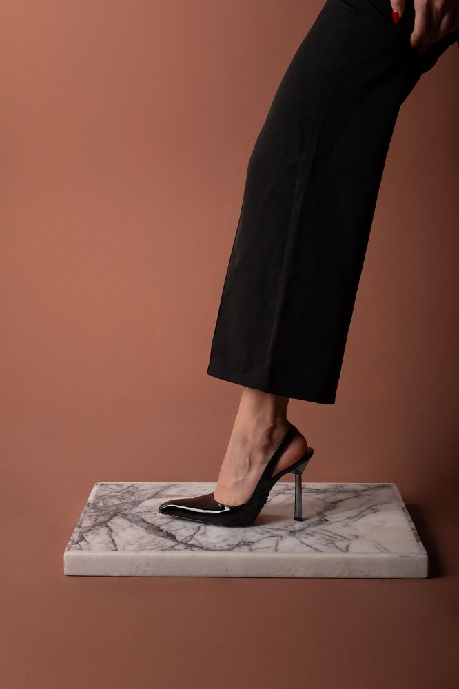 Heyday İnce Topuk 10 Cm Siyah Rugan Stiletto resmi