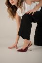 Jade Toka Detaylı İnce Topuk 10 Cm Cherry Stiletto
