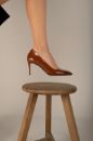 Urbane İnce Topuk 8 Cm Taba Rugan Stiletto