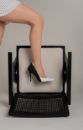 Bai İnce Topuk 10 Cm Beyaz Siyah Stiletto