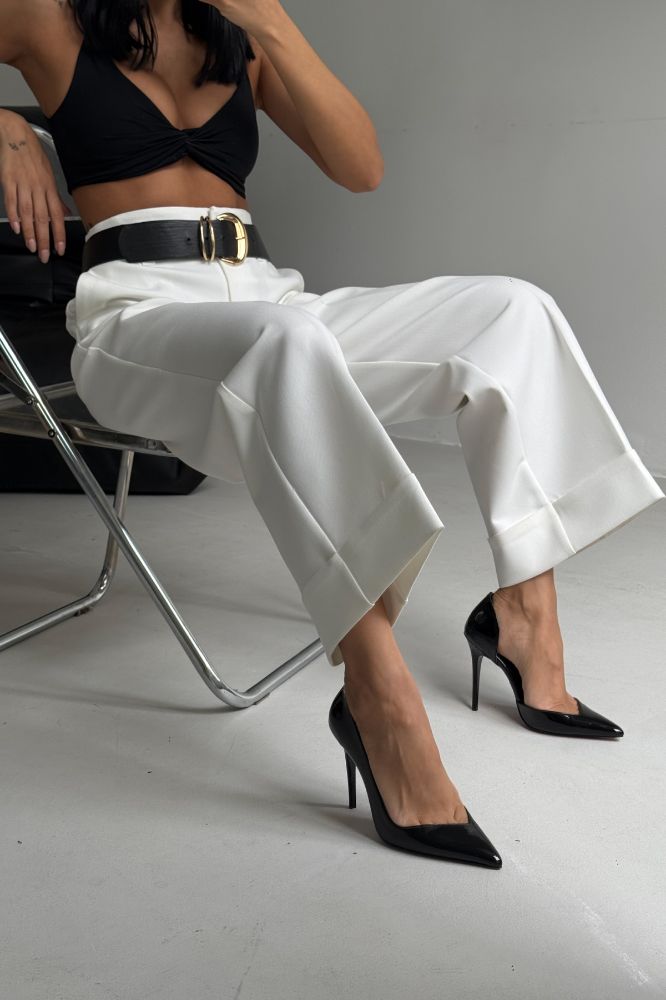 Swag İnce Topuk 10 Cm Siyah Rugan Stiletto resmi