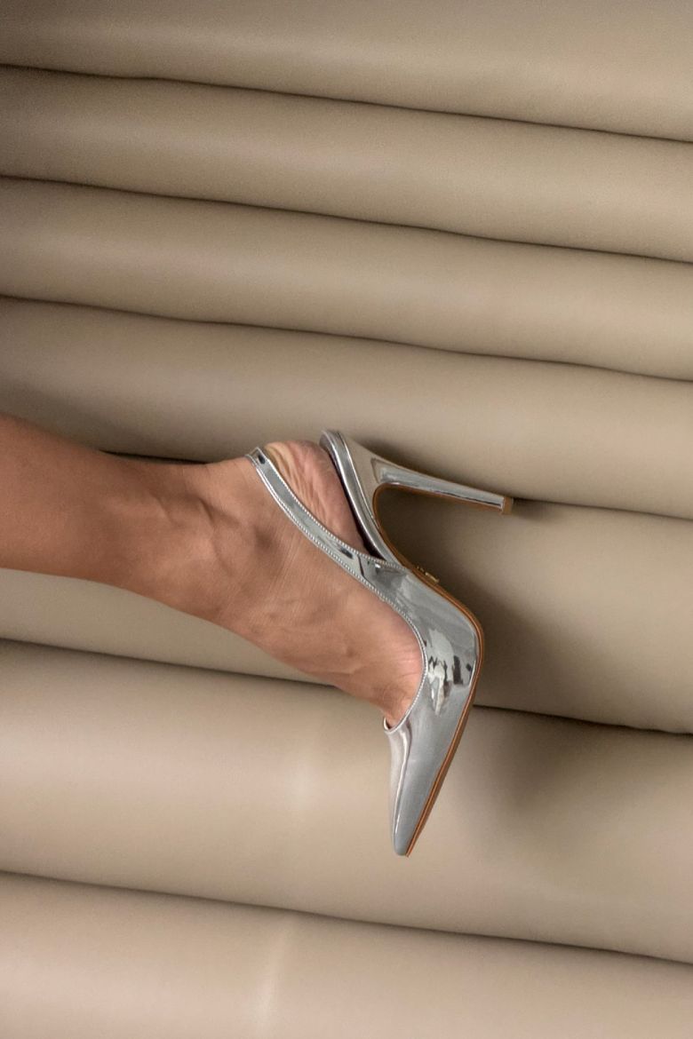 Monica İnce Topuk 10 Cm Gümüş Stiletto resmi
