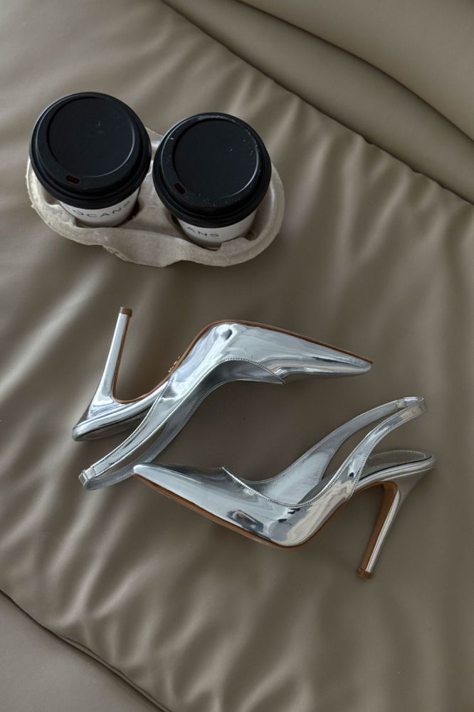 Monica İnce Topuk 10 Cm Gümüş Stiletto resmi
