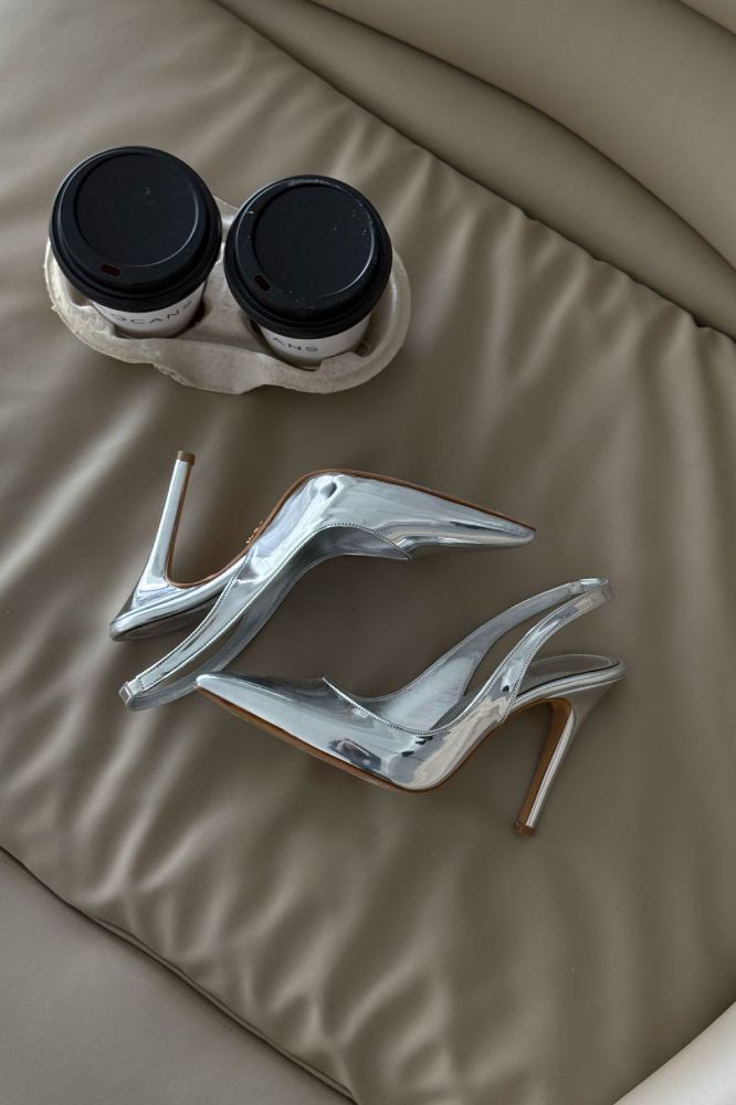 Monica İnce Topuk 10 Cm Gümüş Stiletto resmi