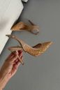 Echo İnce Topuk 10 Cm Hasır Bej Stiletto