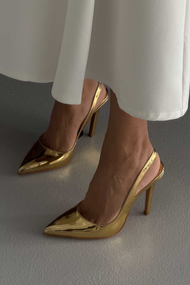 Monica İnce Topuk 10 Cm Gold Stiletto resmi