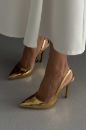 Monica İnce Topuk 10 Cm Gold Stiletto