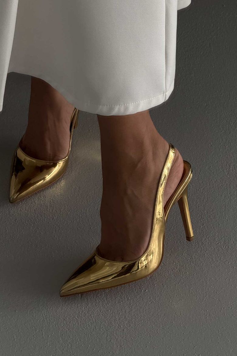 Monica İnce Topuk 10 Cm Gold Stiletto resmi
