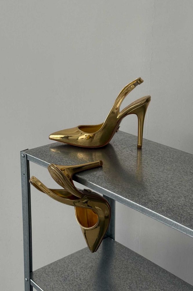 Monica İnce Topuk 10 Cm Gold Stiletto resmi