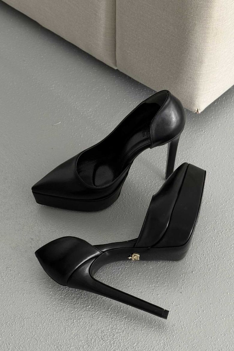 Rex İnce Topuk 13 Cm Siyah Mat Platform resmi