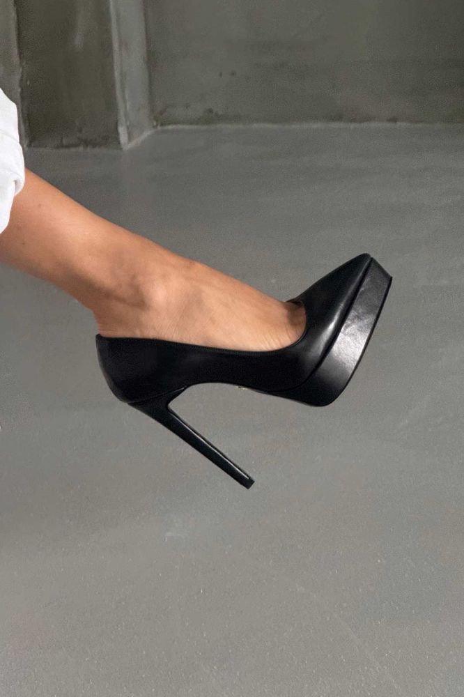 Rex İnce Topuk 13 Cm Siyah Mat Platform resmi