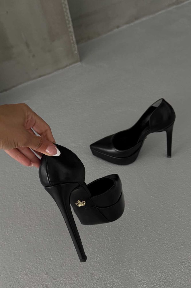 Rex İnce Topuk 13 Cm Siyah Mat Platform resmi