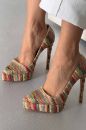 Coax İnce Topuk 13 Cm Renkli Hasır Platform