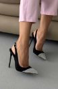 Jewel Taş Detaylı İnce Topuk 12 Cm Siyah Süet Stiletto