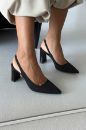 Jude  KALIN TOPUK 8 CM SİYAH MAT SATEN STİLETTO