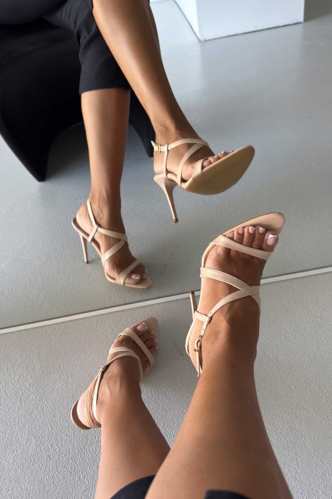 Jolie İnce Topuk 10 Cm Ten Mat Stiletto resmi