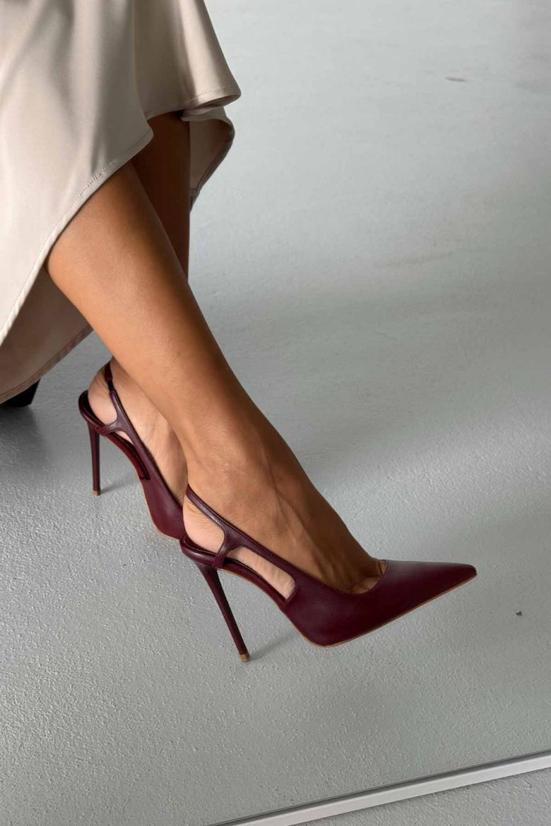 Kindra İnce Topuk 12 Cm Bordo Mat Stiletto resmi