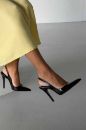Monica İnce Topuk 10 Cm Siyah Rugan Stiletto