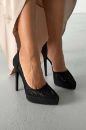 Rex İnce Topuk 13 Cm Siyah Dantelli Platform